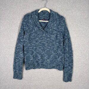 Vintage Mac & Jac Boucle Nubby Wool Sweater‎ XL Marled Chunky Shawl Fisherman